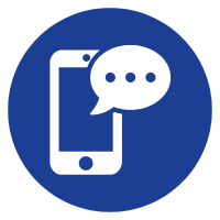 phone message icon in blue circle